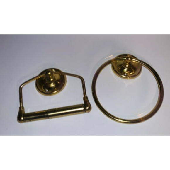 2 Vintage Modern Brass Wall Mount Toilet Tissue Paper Holder & Towel Holder - Picture 1 of 7